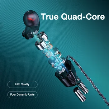 EARDECO Transparentní Quad-core Telefonního Sluchátka Sluchátka Inear Sluchátka s kabelem 3.5 mm Mobilní Sluchátka S Mikrofonem Stereo Bass Sluchátka