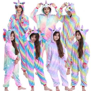 Chlapci Dívky Unicorn Pyžama Sad Panda, Jednorožec Pyžamo Pro Ženy Pijimas Dupačky Dospělých Zvířat, Oblečení Na Spaní Teplé Zimní Pyžamo Děti