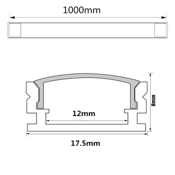 DHL 10-100ks / mnoho 1m / ks Hliníkový profil pro 5050 3528 5630 mléčně bílé LED strip/kanál průhledný kryt