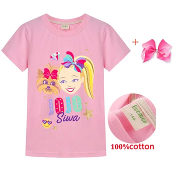 Kreslený JOJO siwa T-shirt letní módní chlapci a dívky zábavu-krátký rukáv shirt dětské bavlněné tričko, čelenku 3-14 Y