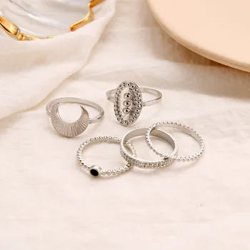 Evropské a Americké Exkluzivní prsteny s Novým Retro Moon Kroužku 5-Dílná Kombinace Šperky Ozdoba pro Ženy