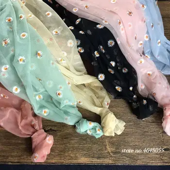 1yard nové daisy vyšívaný tyl měkké ok textilie oblečení pro dívky ženy šaty materiál narozeniny svatební party šití dodávky