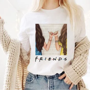 Letní Přátelé Tisk T-Shirt Ženy Ležérní Styl Plus Velikost Topy Tričko Harajuku Módní Krásná Krásné Mlhavé Dívka T Košile