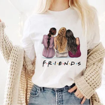 Letní Přátelé Tisk T-Shirt Ženy Ležérní Styl Plus Velikost Topy Tričko Harajuku Módní Krásná Krásné Mlhavé Dívka T Košile