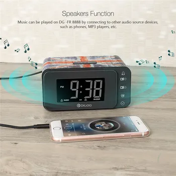 Digoo DG-FR8888 Multi-funkce Inteligentní Hom Touch-botton Digitální Budík S FM Rádio Reproduktor Paměť Funkce Dual Denní Alarm