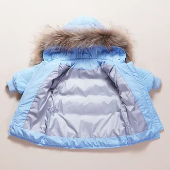 Zimní Dětské Oblečení Set Baby Boy Girl Oblečení Teplé Dolů Bundu, Kabát Kombinéza Snowsuit Děti Bunda Pravá Kožešina Kabát Kombinézy