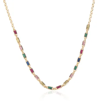 Funmode Kreativní Módní Vícebarevné Zirkony Bageta náhrdelník Náhrdelník pro Ženy Velkoobchod FN10