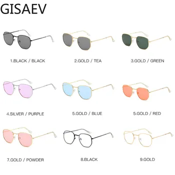 GISAEV Řidičské Brýle Ženy, Muž Malé Kulaté Barva Rámu sluneční Brýle Kovový Rám Transparentní Polygon Vintage Módní Brýle Mini