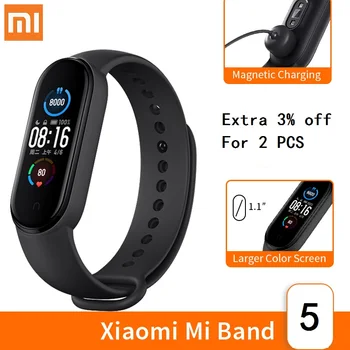 Xiaomi Mi Band 5 Chytrý Náramek, 4 Barevné AMOLED Displej Miband 5 Smartband Fitness Telefon Bluetooth Sportovní Vodotěsné Smart Band