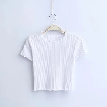 Krátký rukáv T-shirt ženy letní šaty 2021 T-shirt O-Neck Nášivky Casual Broadcloth