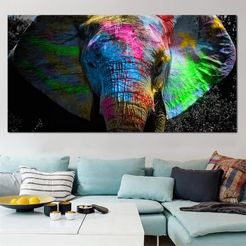 Afrika Slon, Zvíře, Krajina olejomalba na Plátně Pop Art Plakát a Tisk Abstraktní Umění Zdi Obraz pro Obývací Pokoj Dekor