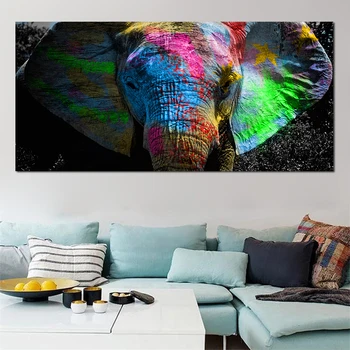 Afrika Slon, Zvíře, Krajina olejomalba na Plátně Pop Art Plakát a Tisk Abstraktní Umění Zdi Obraz pro Obývací Pokoj Dekor