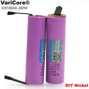 2KS VariCore Nové 18650 ICR18650-26FM 2600mAh Li-ion 3.7 v Dobíjecí Baterie DIY Nikl baterie