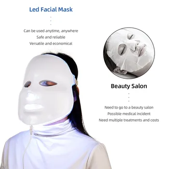 7 Barev Led Obličejové Masky Krásy Omlazení Pleti Vrásek, Odstranění Akné LED Tvář světelná Terapie Bělení Utáhněte Nástroj