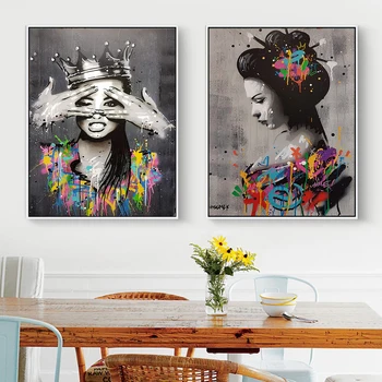 Afrika Anděl Královna Černé Dívka Plátno Obraz Vybuchující Hlavy Holka Moje Modlitby Plakáty Pro Obývací Pokoj Wall Art Club Nezarámované Domů