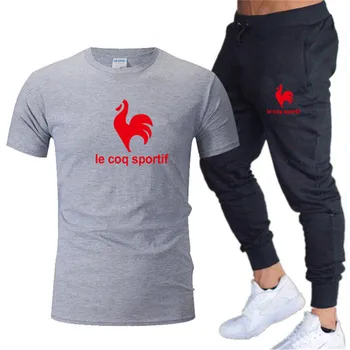 Nové pánské běží ležérní krátký rukáv T-shirt + sportovní kalhoty two-piece jogging oblek