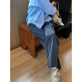 SML 3 barvy 2020 podzim korejský styl pevná barva oblek rovné kalhoty ženy vysoké elastické kalhoty dlouhé dámské (X1511)