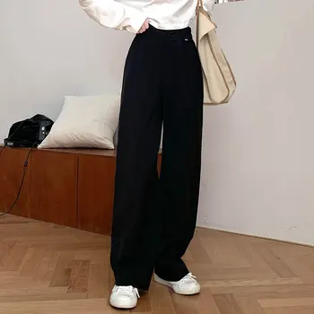 SML 3 barvy 2020 podzim korejský styl pevná barva oblek rovné kalhoty ženy vysoké elastické kalhoty dlouhé dámské (X1511)