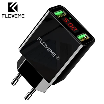 FLOVEME LED Displej 3 USB Nabíječka Pro iPhone X XS Plus 8 EU Plug Mobilní Telefon, USB Nabíječka, Nabíjecí Adaptér, Univerzální Pro Samsung