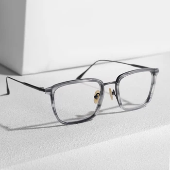 Vysoce Kvalitní Titan-Acetát Rámu Brýlí Muži Japonský Hand-made Náměstí dioptrické Brýle Ženy Krátkozrakost Optické Brýle