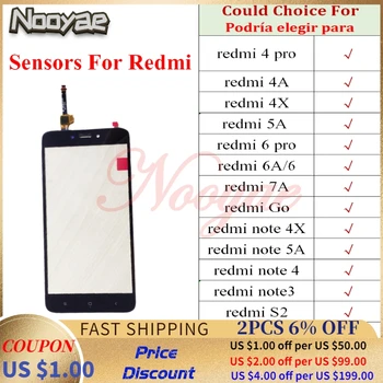 Pro Redmi Poznámka 3 4 6 Pro 4A 4X 5A 6A 7 7A S2 Y2 Go Touch Screen Digitizer Sklo Panelu Senzor Dotykový displej + sledovat