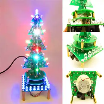 DIY Rotující Barevné Hudební Vánoční Strom LED Blikající Světlo Kit Elektronické DIY Výroba Dílů Dekor Noční Lampa Lucerna