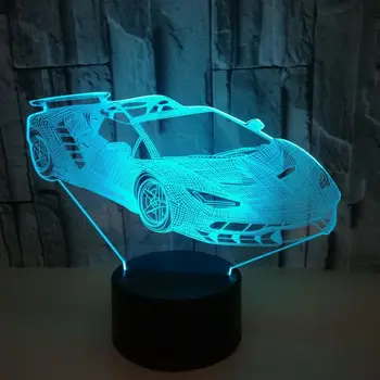 Akrylátové Sportovní Auto Design 3d Led Lampa Barevné Dotykové Dálkové Ovládání Usb 3d Noční Světlo Usb Led Lampa Děti