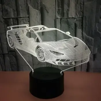 Akrylátové Sportovní Auto Design 3d Led Lampa Barevné Dotykové Dálkové Ovládání Usb 3d Noční Světlo Usb Led Lampa Děti