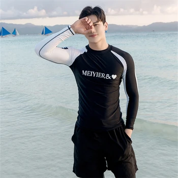2020 Nový korejský dlouhý rukáv vyrážka stráž plavky pro páry odpovídajících mužů a žen, surf plavky 3 kusy rashguard plavání hadříkem