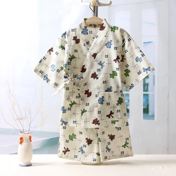 Děti Japonské Tradiční Oblečení Pro Dítě, Chlapec Asijské Kojenecká Yukata Hmyzu Tištěné Kimono Bavlněné Měkké Krátké Kalhoty Set Pyžamo