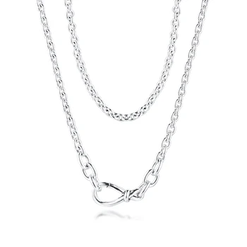 Robustní Infinity Uzel Řetězce Náhrdelníky 925 Sterling Silver Šperky Doprava Zdarma