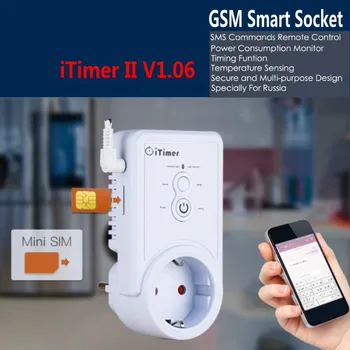 GSM Smart Power Plug Zásuvky Nástěnné Zásuvky S Čidlem Teploty rusky, anglicky SMS Ovládání podpora USB Výstup SIM Karty