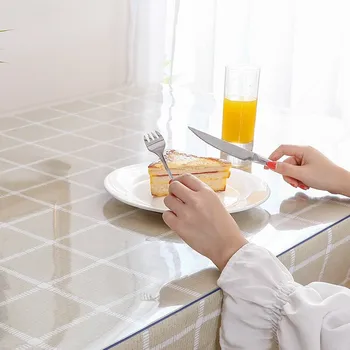 Transparentní měkké sklo ubrus kuchyňský olej-důkaz stůl mat PVC obdélníkový silikonové ubrus obývací pokoj podlahová rohož dual-použití