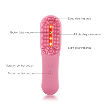 USB Vodotěsný Tvář Čistší LED Photon Omlazení Kůže Bělení Tvář čištění 5 Úrovní Očištění Obličeje Pračka