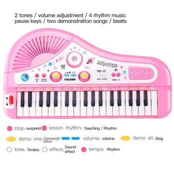 Děti Módní Piano 37 Kláves Mini Elektronické Varhany Hudební Klavírní Výuky Klávesnice S Mikrofonem Vzdělávací Hračky Pro Děti