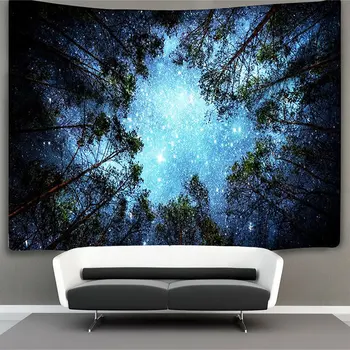 Lesní Noční Obloze Gobelín Krásné Domácí Dekorace Zavěšení Na Zeď Lesní Hvězdné Noci Tapiserie Deka Pro Obývací Pokoj Ložnice