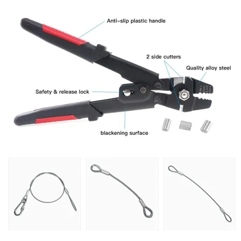 Až 2,2 mm Drát Lano Lisovací Nástroj Wire Rope Swager žehličky na vlasy Rybářské Kleště s Lisovací Rukávy Kit