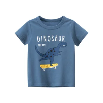 Značka dětské Oblečení 2021 Létě Nový Kreslený Dinosaura Vzor Dětské Girls Krátký Rukáv T-shirt Jeden Kus Prodej