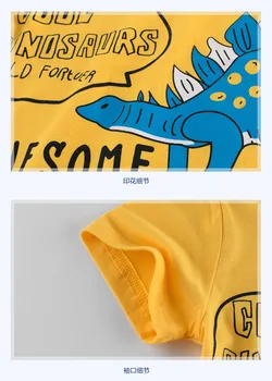 Značka dětské Oblečení 2021 Létě Nový Kreslený Dinosaura Vzor Dětské Girls Krátký Rukáv T-shirt Jeden Kus Prodej