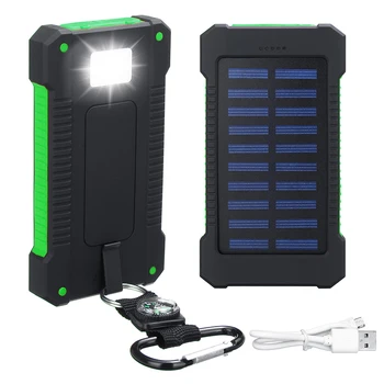 30000mAh Solární Energie Banka Vodotěsné Solární Nabíječka Porty Externí Nabíječka Powerbank pro Xiaomi Smartphone s LED Světlem