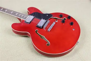 Hot prodej red semi dutá kytara,Čínská elektrická kytara, doprava zdarma