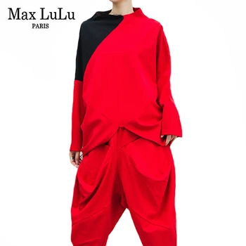Max LuLu 2021 Jaře Nové Módní Dámské Volné Hiphop Stylu Dva Kusy Sady Dámské Fitness Topy A Elastické Harem Kalhoty Plus Velikost