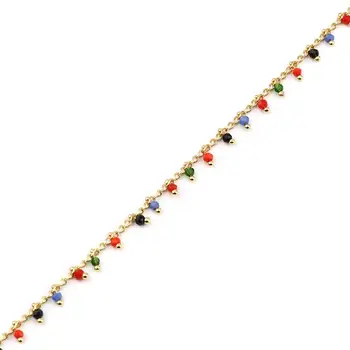DoreenBeads Multi-styly Mědi Řetěz Zlatý Pokovené Barva Kape Olej Drahokamu Konektor Řetězy pro DIY Šperky ,1 M dlouhá