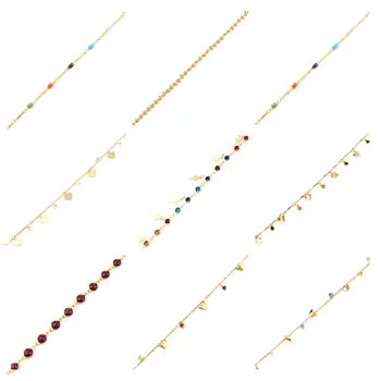DoreenBeads Multi-styly Mědi Řetěz Zlatý Pokovené Barva Kape Olej Drahokamu Konektor Řetězy pro DIY Šperky ,1 M dlouhá