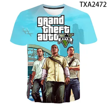 2021 Nové Grand Theft Auto Gta 3D tištěné pánské T-shirt letní krátký rukáv ležérní dětské T-košile kolem krku top 110/6XL
