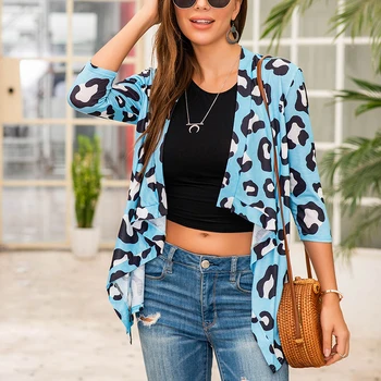 Nové Módní Ženy Plné Sleeve Leopard Tisk Dlouhými Košile, Top Street Stylu Slim Fit Svetr Vynosit Podzim Streetwear