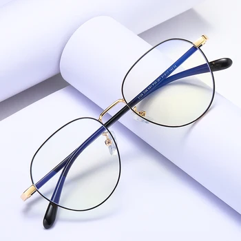 JIFANPAUL Ženy Anti Blue Light Počítačové Brýle Cool Módní Kovové Jasné Objektiv Brýle Černá Fena Anti Blue Ray Brýle