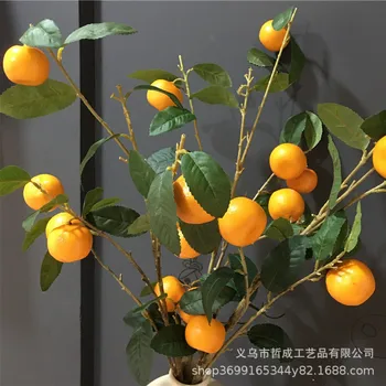 6ks Oranžové Ovoce falešné rostliny, Větev, Umělé Květiny Dekorace Oranžové Ovoce Větev Simulace Ovoce Pobočka Pobočka domova