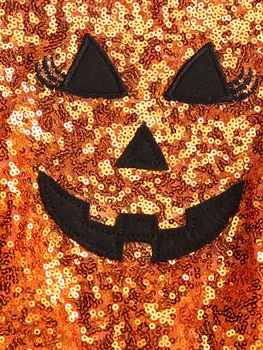 Baby Girl Halloween CostumeCute Dýně Tvář Flitry Ohlávka Body, Tutu Šaty + Pruhované Ponožky 2ks Oblečení 0-24M