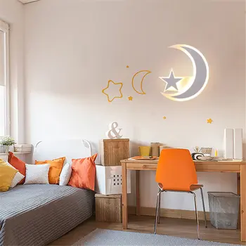 Nordic Děti Hvězdičkový Moon Nástěnné Svítidlo Pro Ložnice Noční Děti Stmívatelné Noc A Lampy Chodbě Art Deco Led Svítidla Svítidla